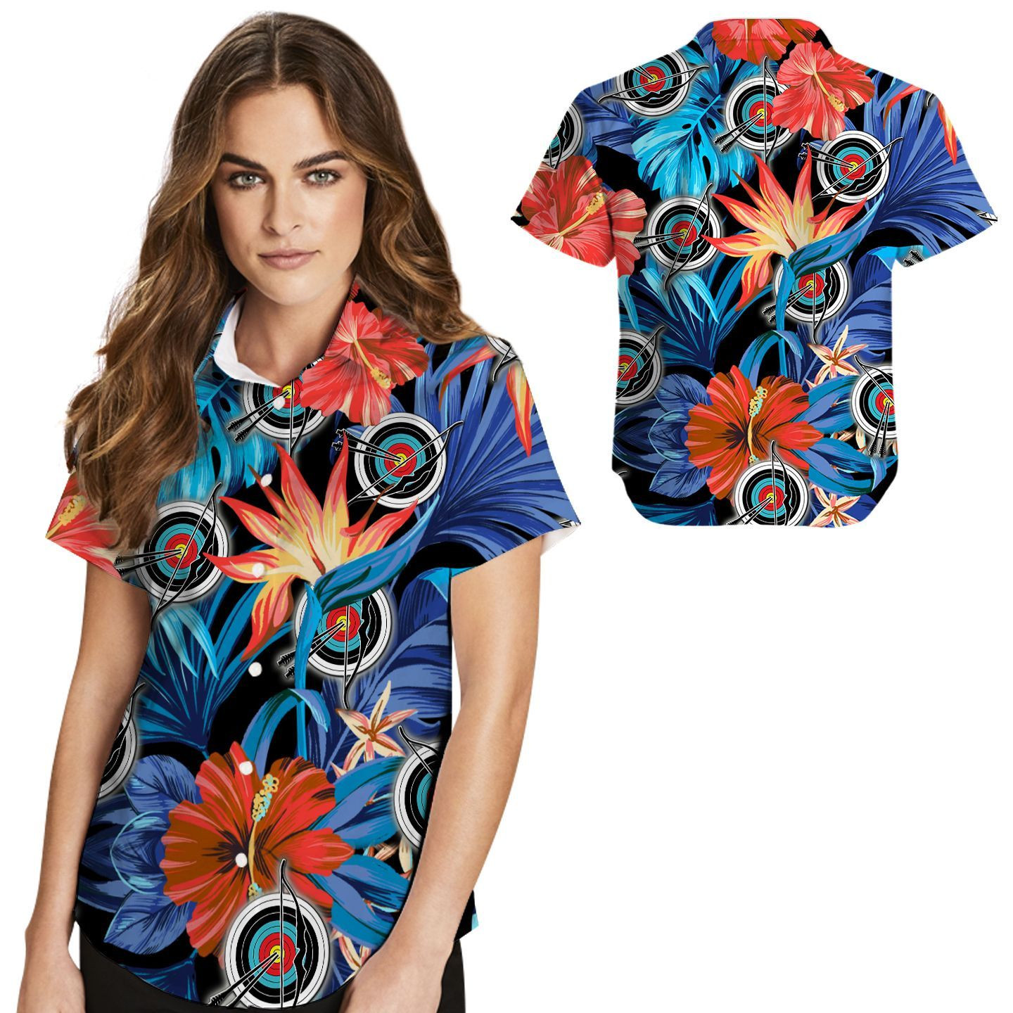 Archery Tropical Leaves Women Hawaiian Shirt For Archers In Daily Life