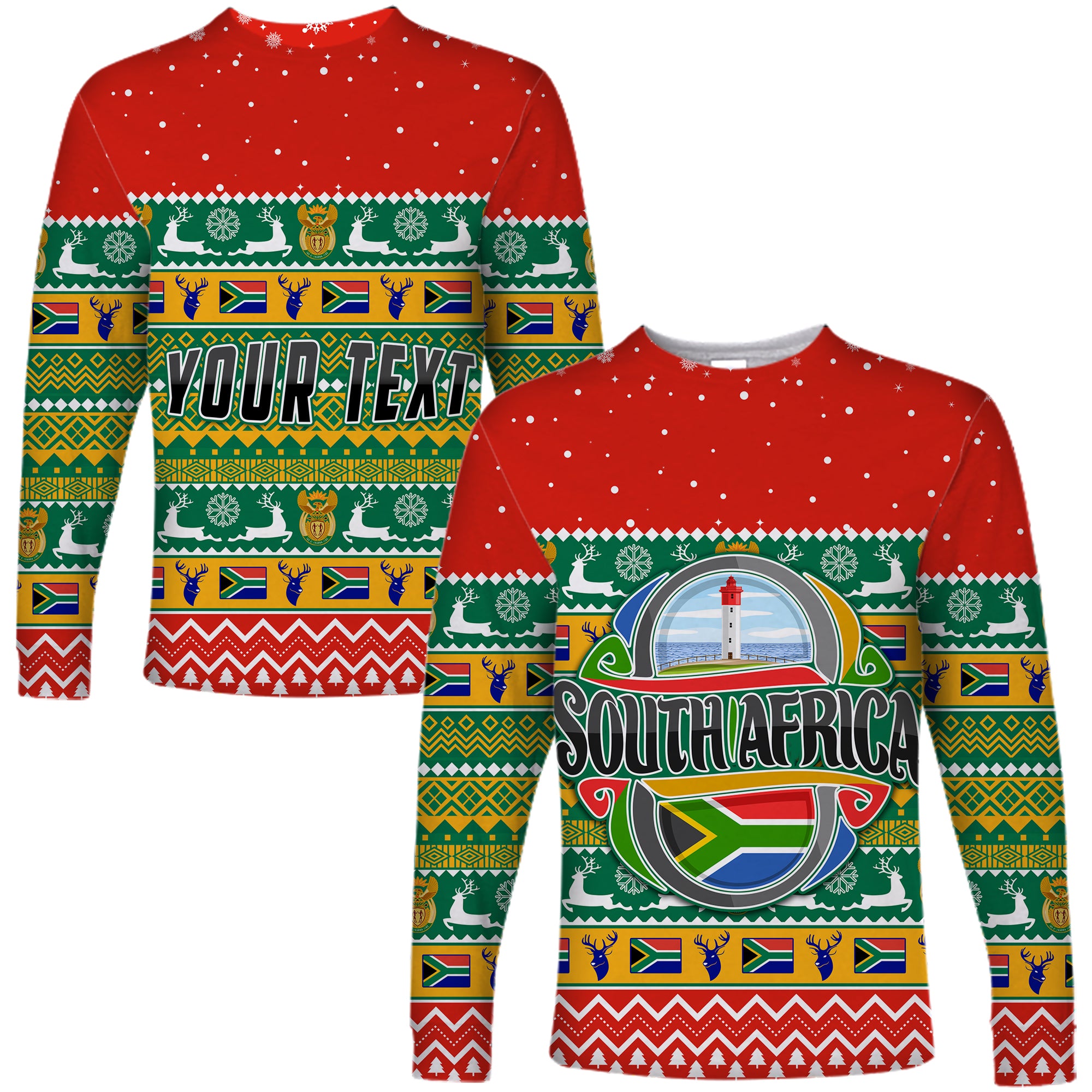 (Custom Personalised) South Africa Christmas Long Sleeve Shirt African Springbok Lt13