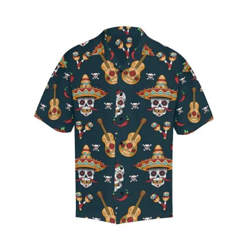 Sugar Skull Mexican Hawaiian Shirt Summer Button Up For Men, Women, Couple