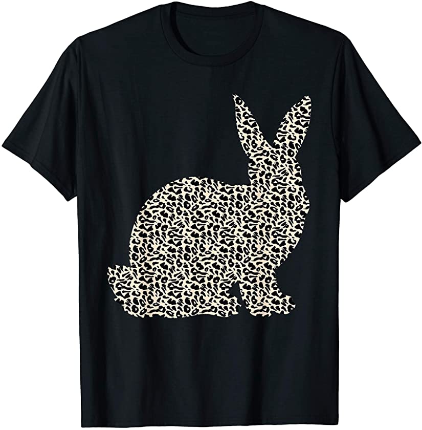 Womens Easter Bunny Leopard Plaid Pattern Easter’s Day T-Shirt