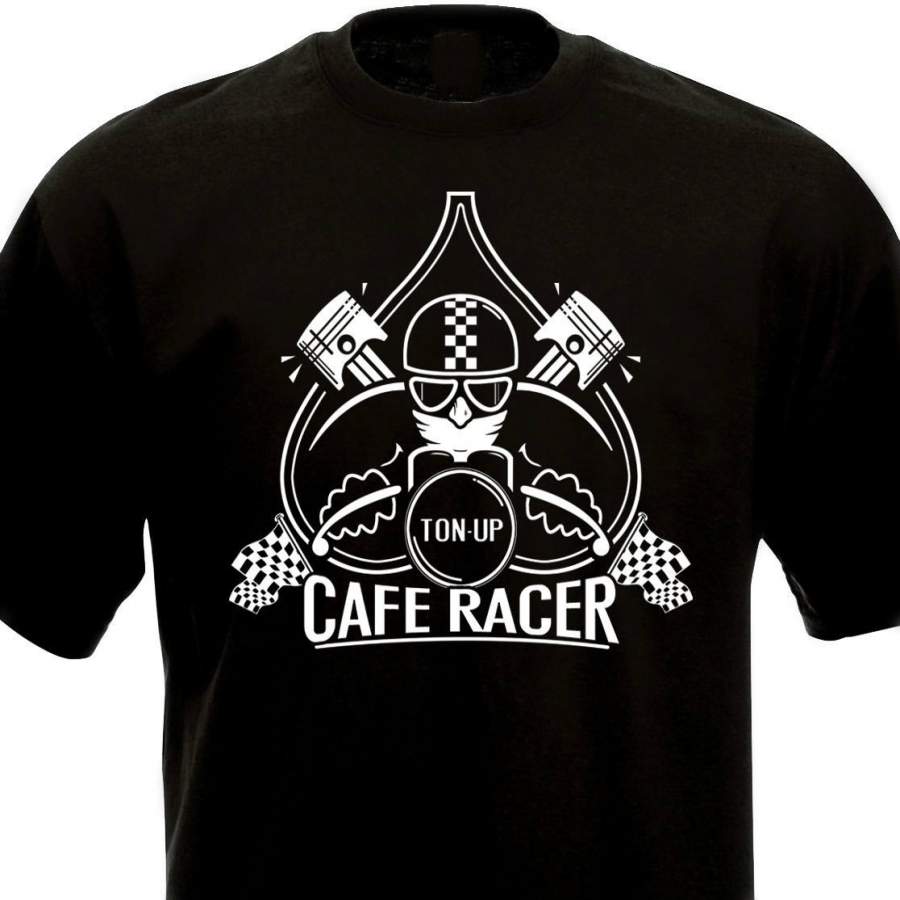 Cafe Racer Ton Up Bsa Triumph Triton Norton Motorcycle T-shirt Moto Vintage Mens Tee Shirts