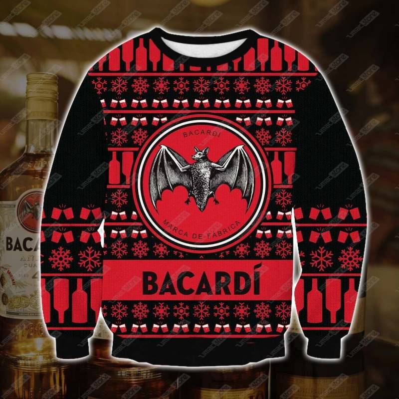 Bacardi Red Black 3D Print Ugly Christmas Sweatshirt