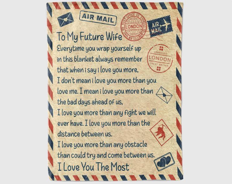 To My Future Wife Blanket,Letter To Future Wife, Birthday,Gift For Wife Family Home Decor Bedding Couch Sofa Soft And Comfy Cozy