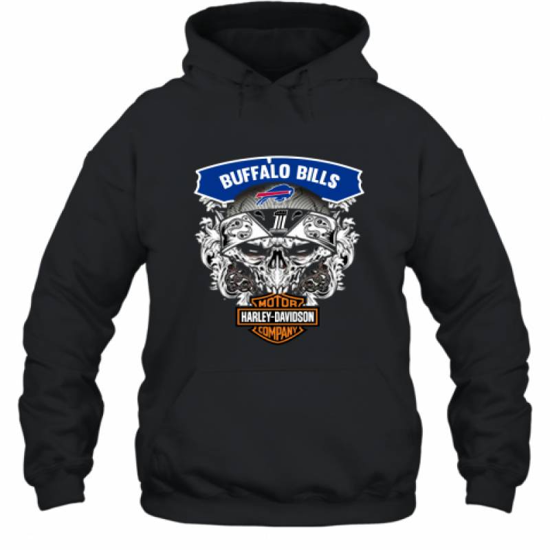 Skull Buffalo Bills Harley Davidson Hoodie T-Shirt