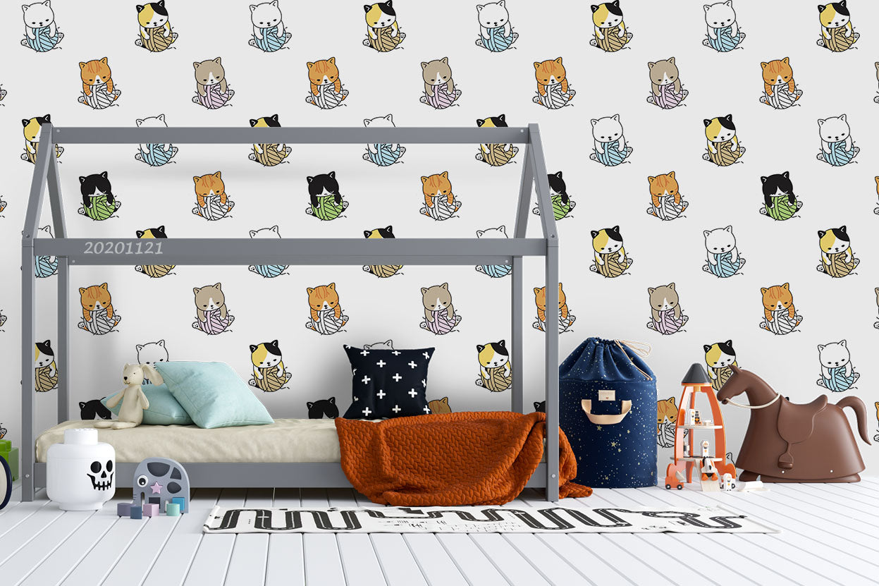 3D Cartoon Animal Cat Kitten Wall Mural Wallpaper Lqh 15