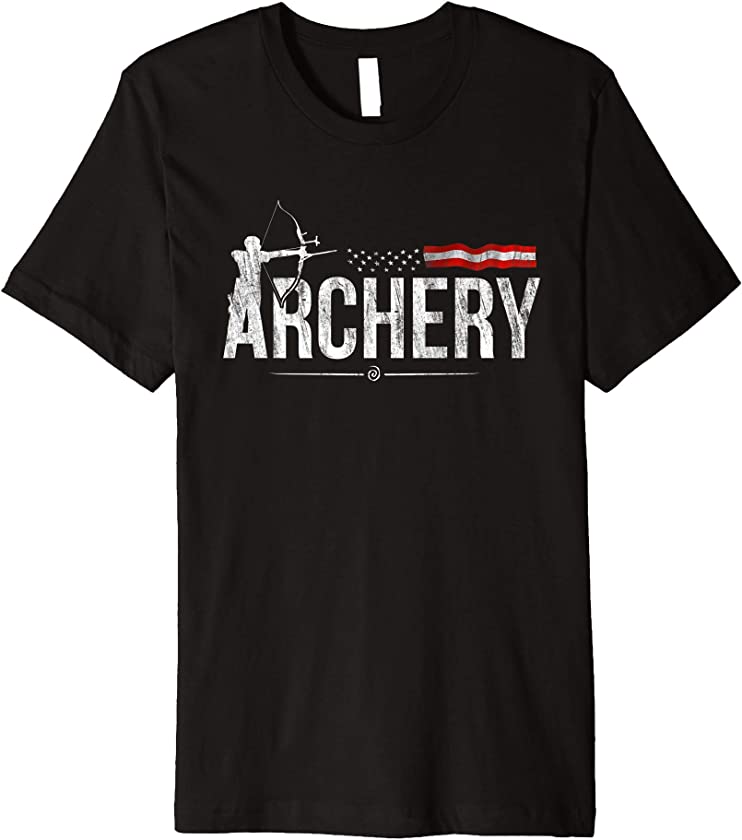 Archery Lover Usa Flag Vintage Grunt-Style Shirts For Men Premium T-Shirt