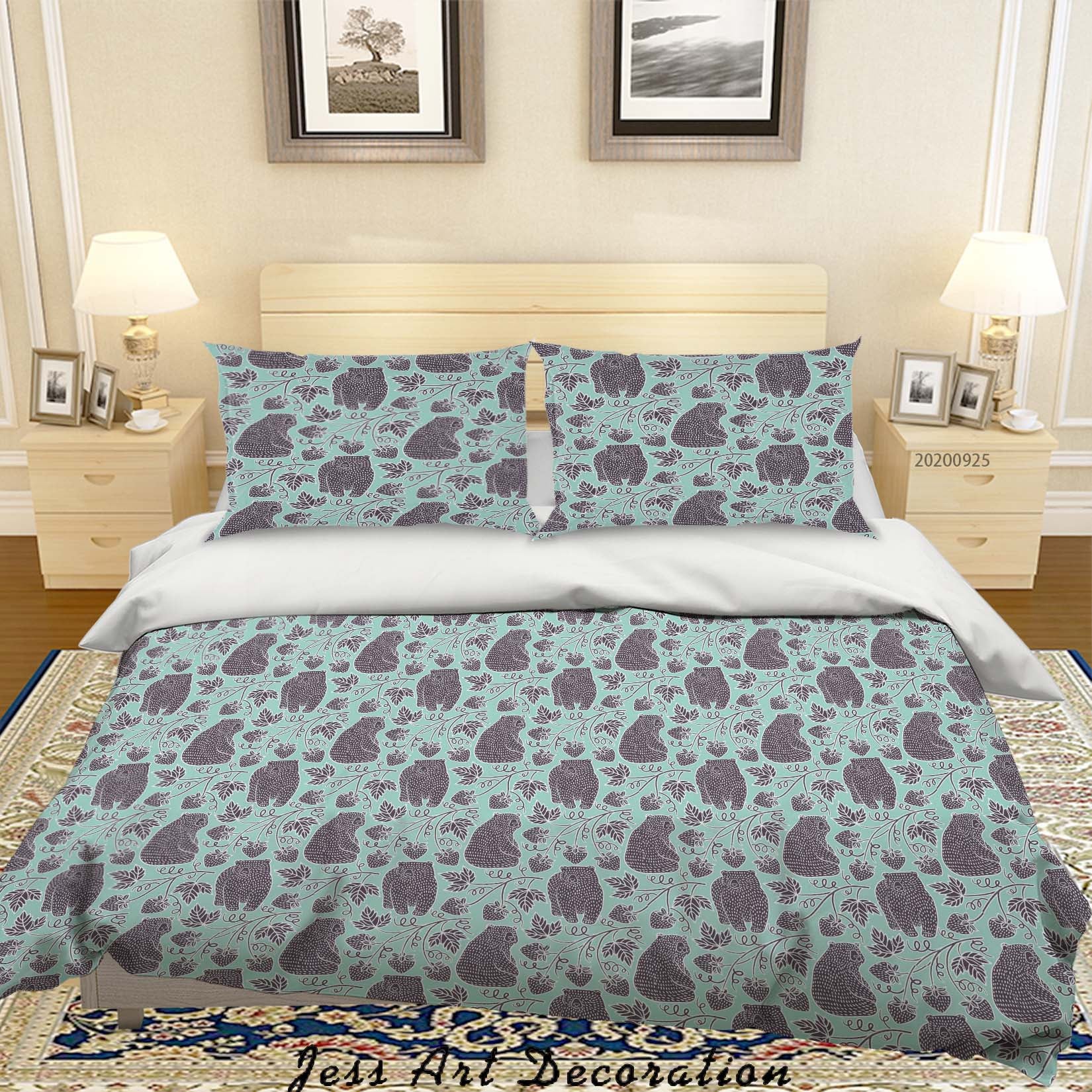 3D Cartoon Animal Tree Bear Pattern Quilt Cover Set Bedding Set Duvet Cover Pillowcases Wj 6420