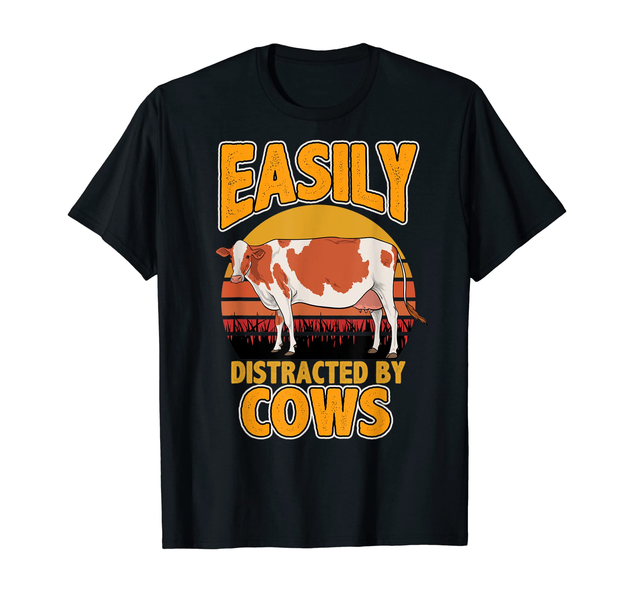 Cow Farmer Shirt Men Women Funny Easily Distracted By Cows T-Shirt