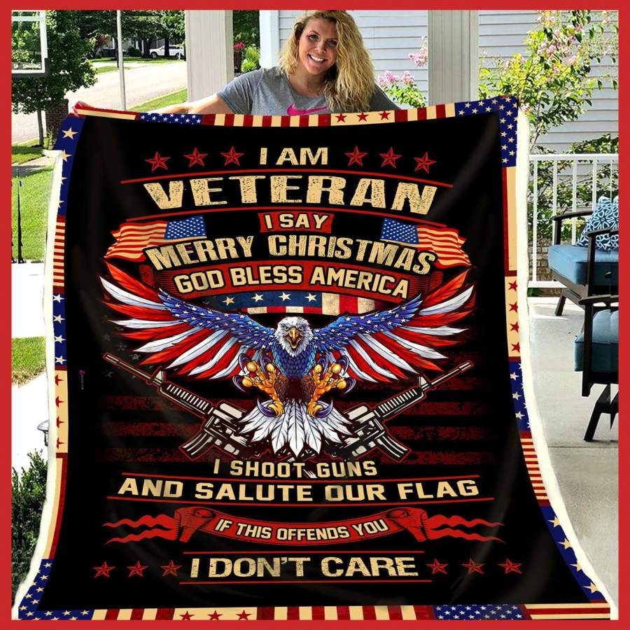 Blanket Gift For Veteran God Blessed America