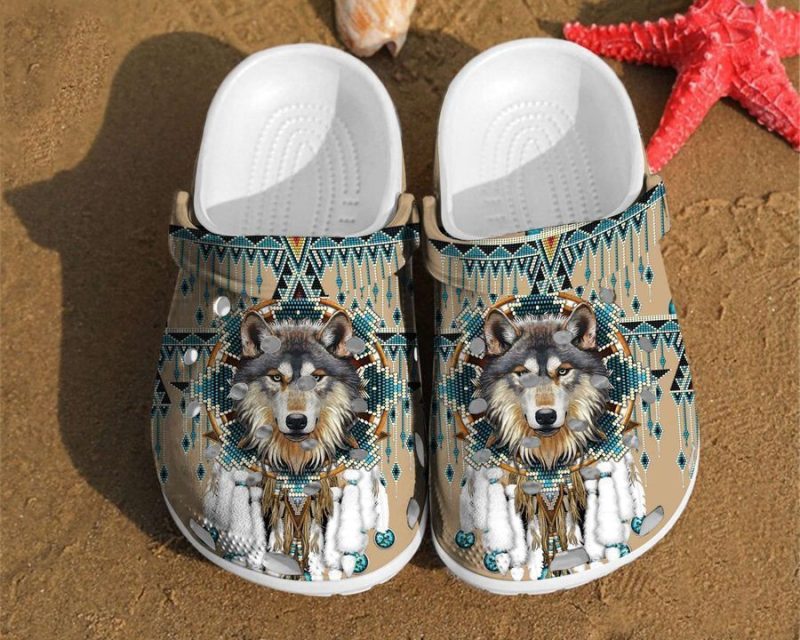 Wolf Native American Dreamcatcher Gift For Lovers Style clog Shoes