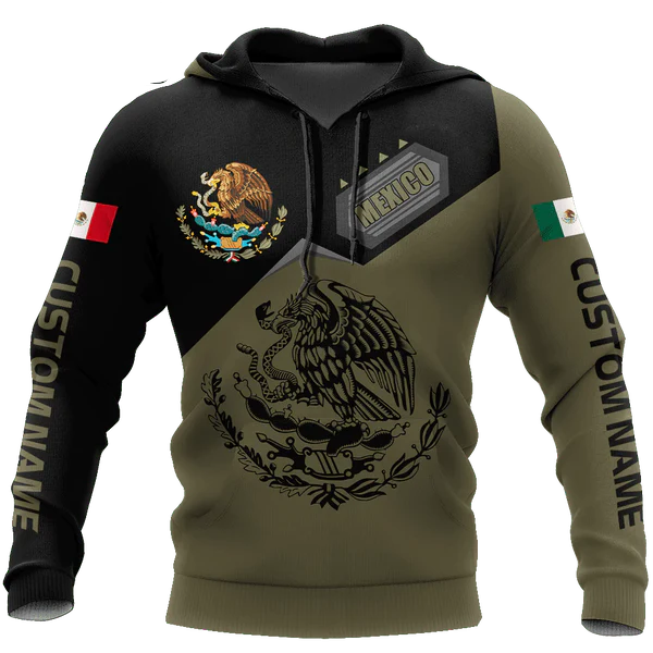 Personalized 3D All Over Print Mexico Hoodie, Eagle Snake On Mexican Hoodie, Mexican Hoodie