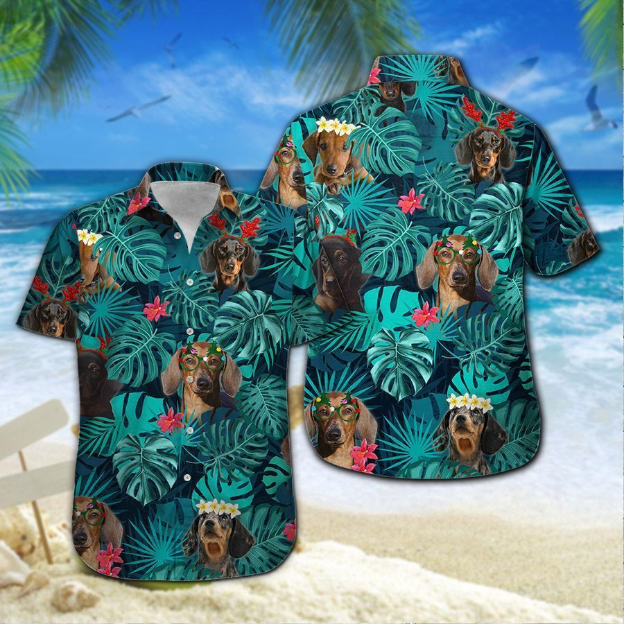 Dachshund And Santa Surfing Men Hawaii Shirt For Omeone Who Loves On Christmas Time Ha772