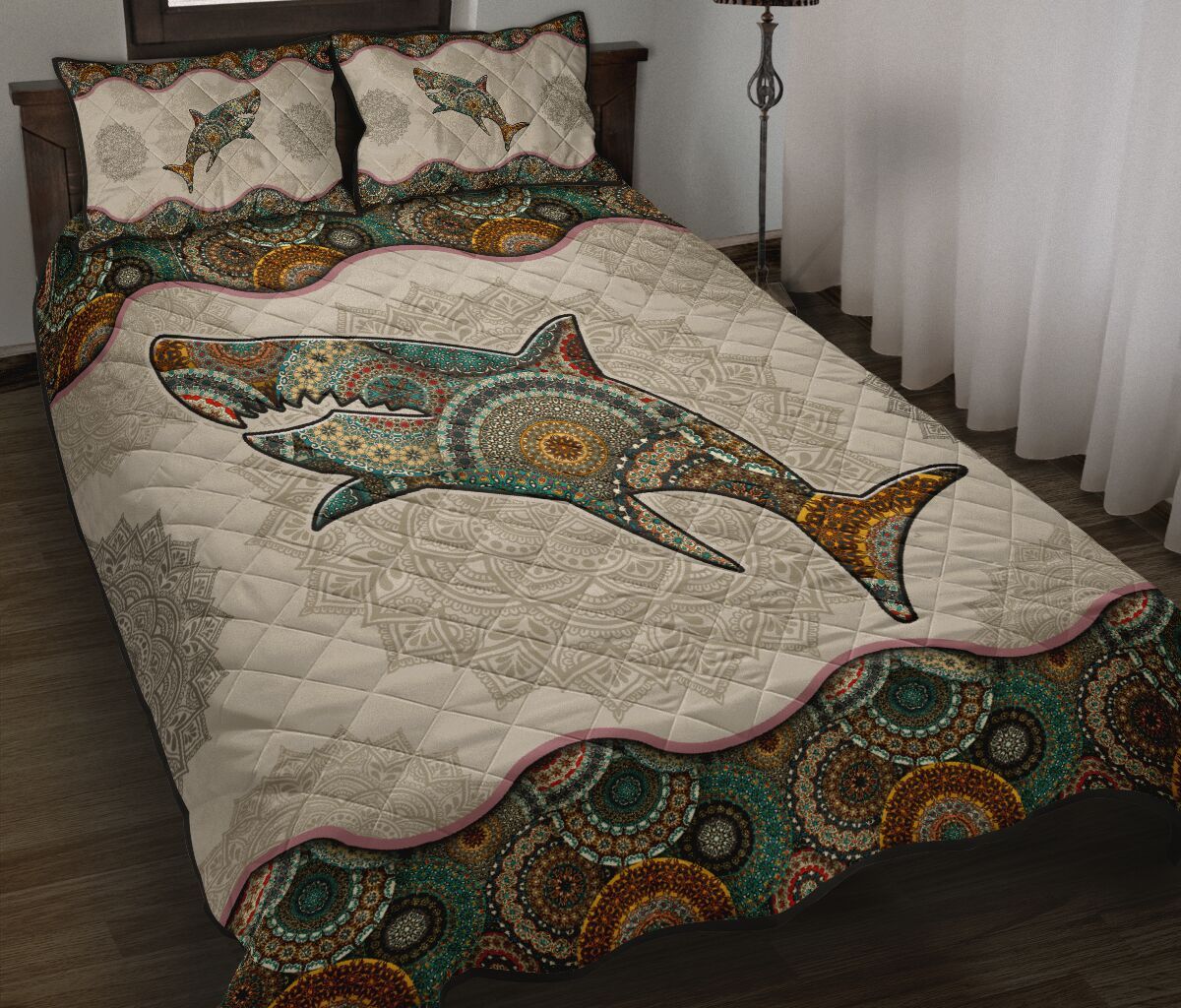 Shark Mandala Vintage Quilt Bedding Set