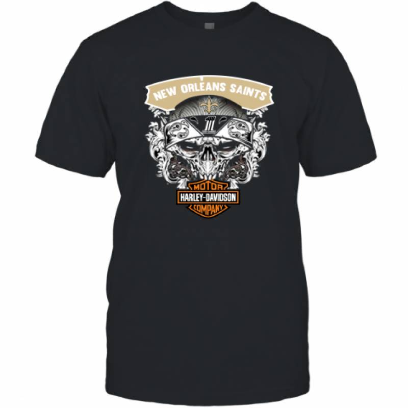 Skull New Orleans Saints Harley Davidson shirt T-Shirt