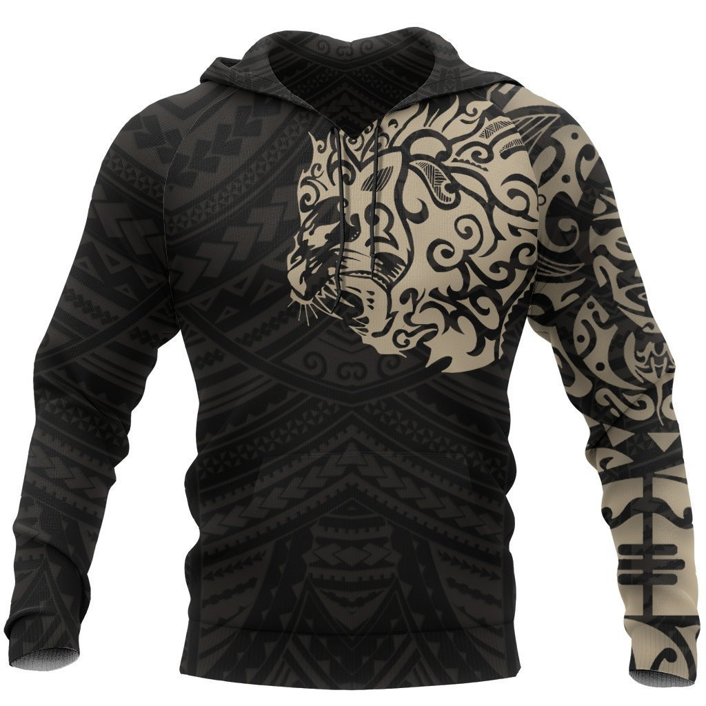 Maori Lion Tattoo New Zealand All Over Hoodie Golden Pl164