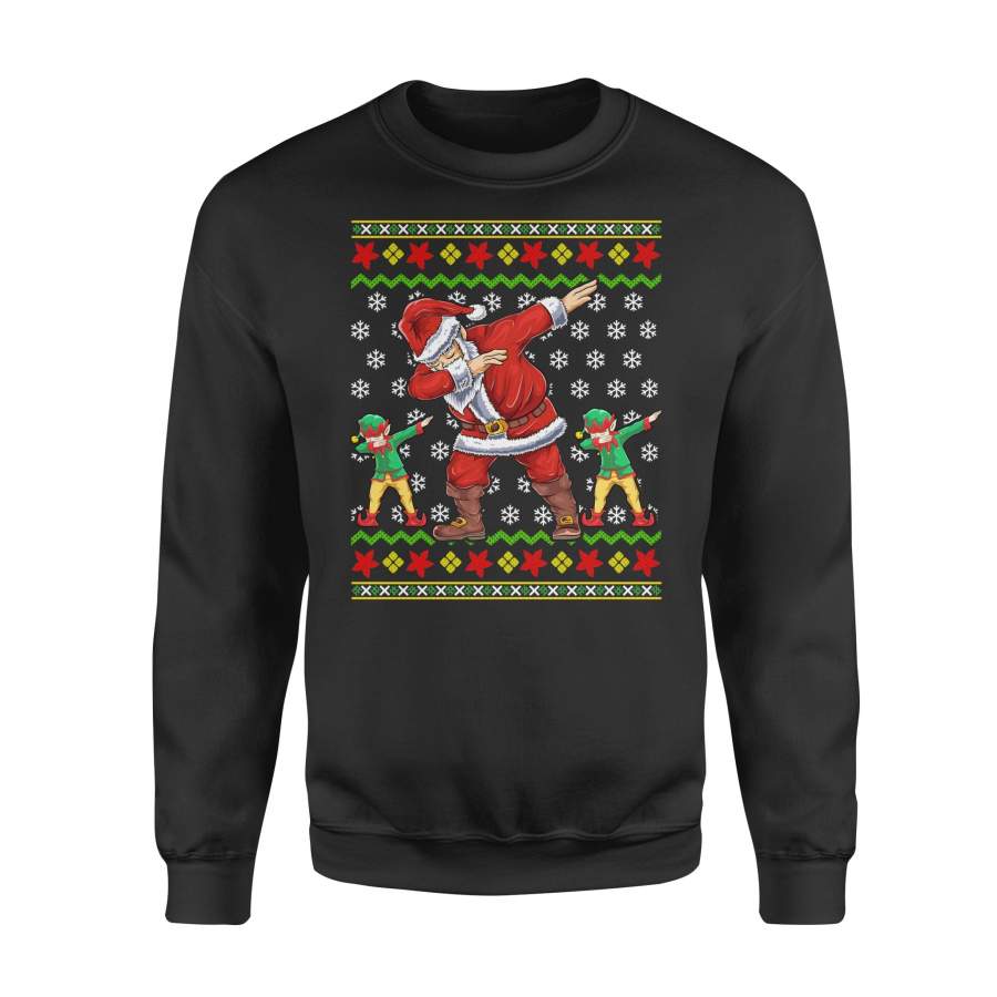 Christmas Dabbing Santa Elves Dab Dance Ugly Sweater Gift Shirt – Standard Fleece Sweatshirt