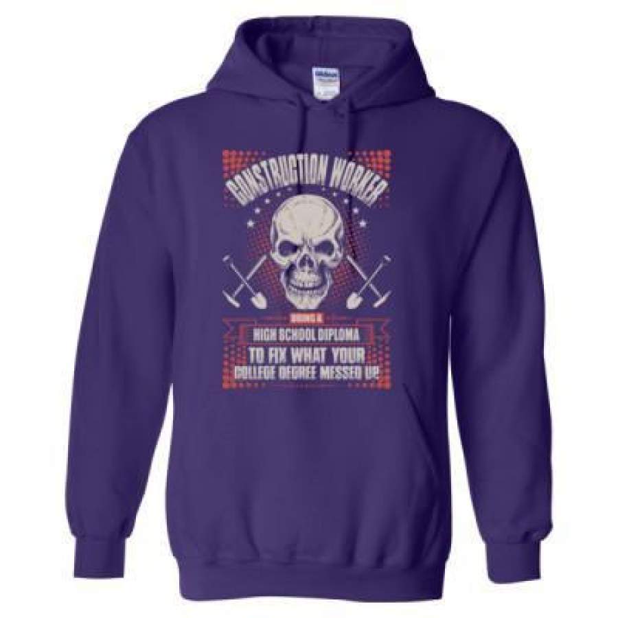 AGR Construction Worker Using A High School Diploma To Fix What Your College Degree Messed Up – Heavy Blend™ Hooded Sweatshirt