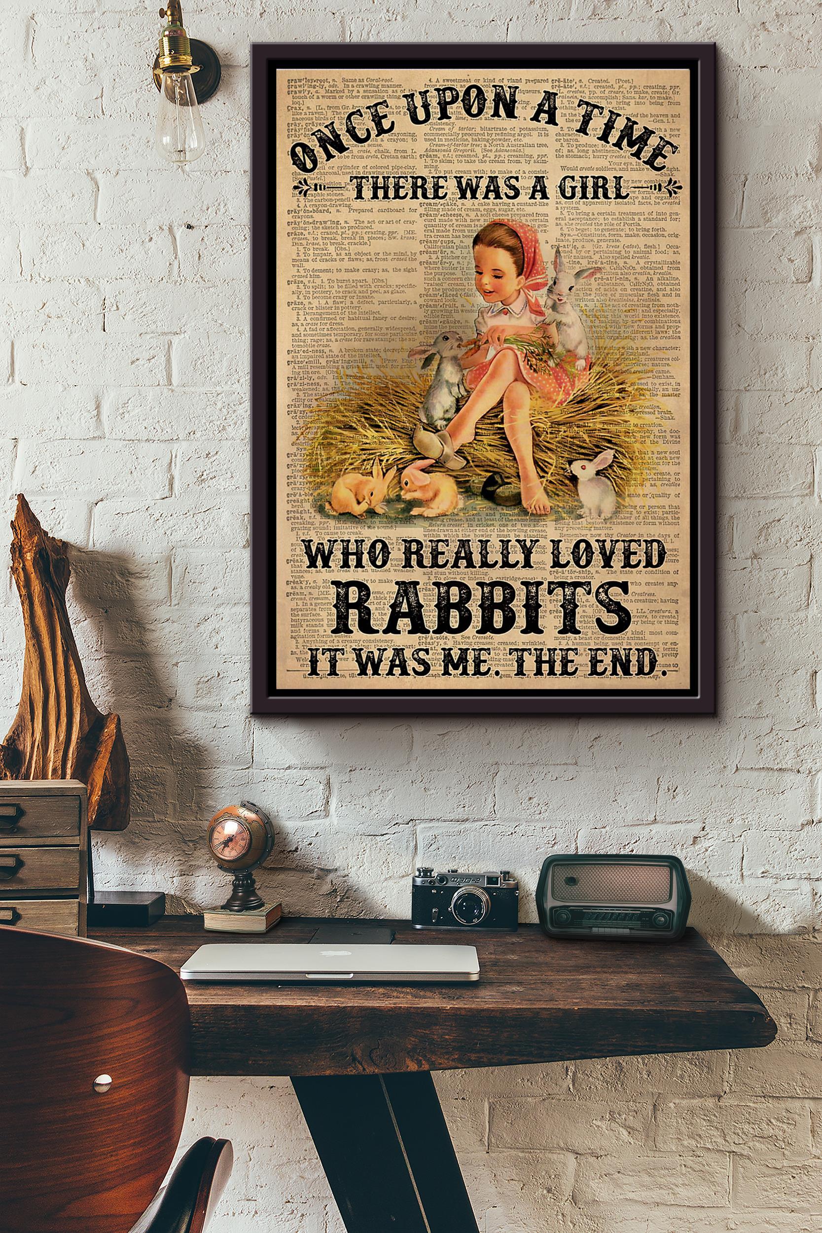 Once Upon A Time There Was A Girl Who Really Loved Rabbits The End Dictionary Poster Framed Matte Canvas