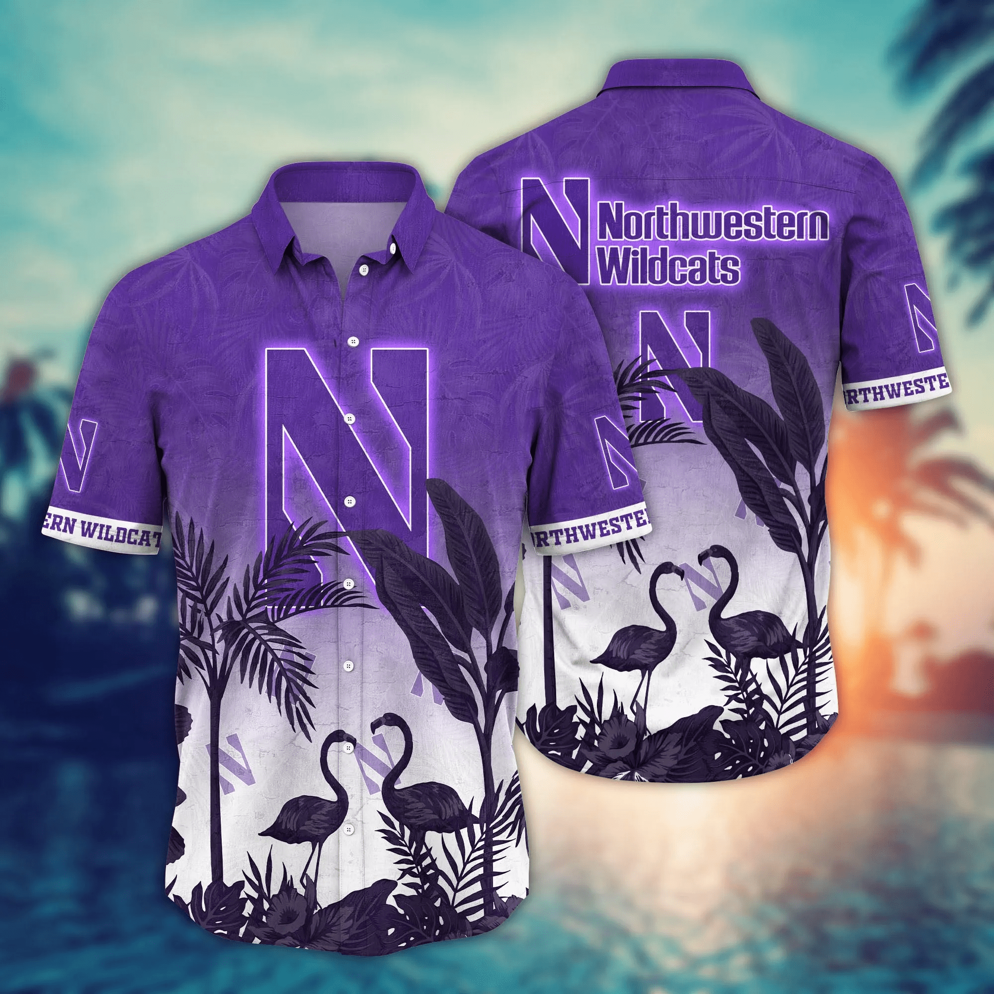 Northwestern Wildcats NCCA Hawaiian Shirt Beach Seasontime Aloha Shirt