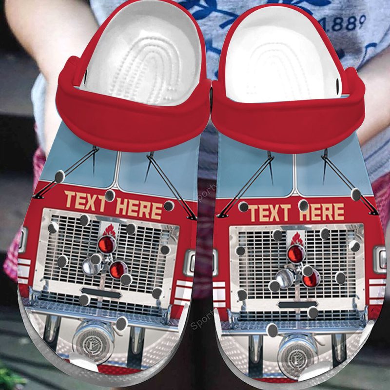 Custom Text Red Firetruck – Firefighter Clogs Shoes