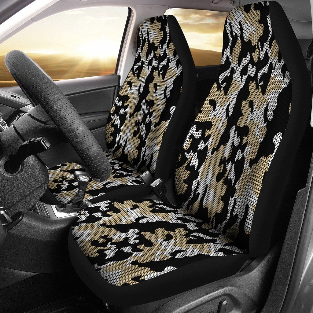 New Orleans Saints Inspired Hex Camo Micro Fiber Car Seat Covers SUV Seat Covers Truck Seat Covers