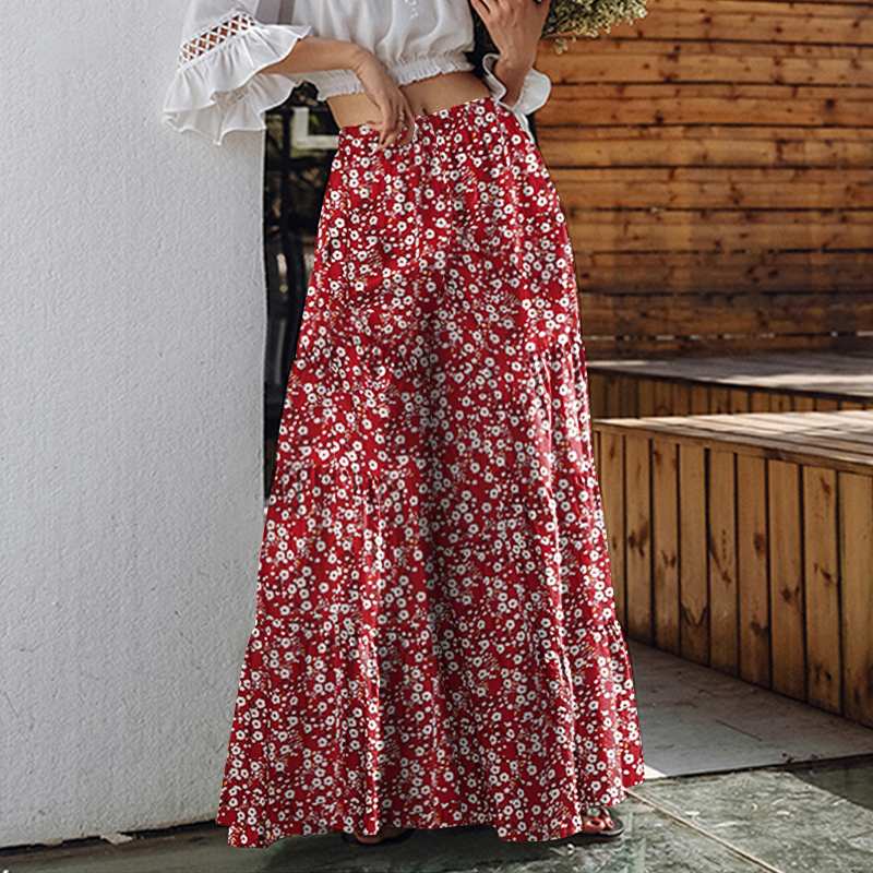 ZANZEA Summer Wide Leg Pants Women Bohemian Floral Printed Trousers Casual Elastic Waist Long Flare Pantalon Loose Palazzo alx