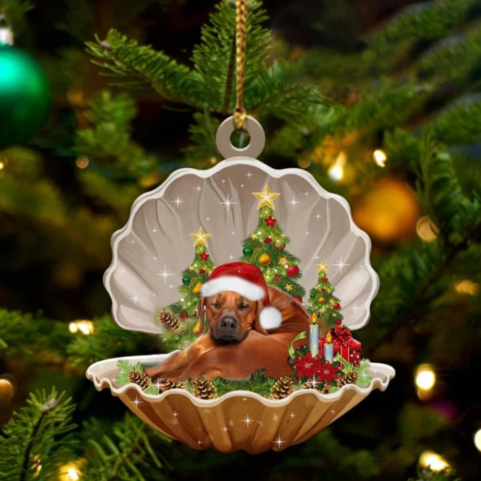 Rhodesian Ridgeback3-Sleeping Pearl In Christmas Two Sided Ornament