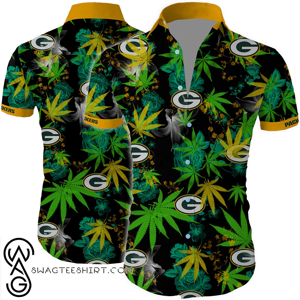 Green Bay Packers Cannabis All Over Printed Hawaiian Shirt