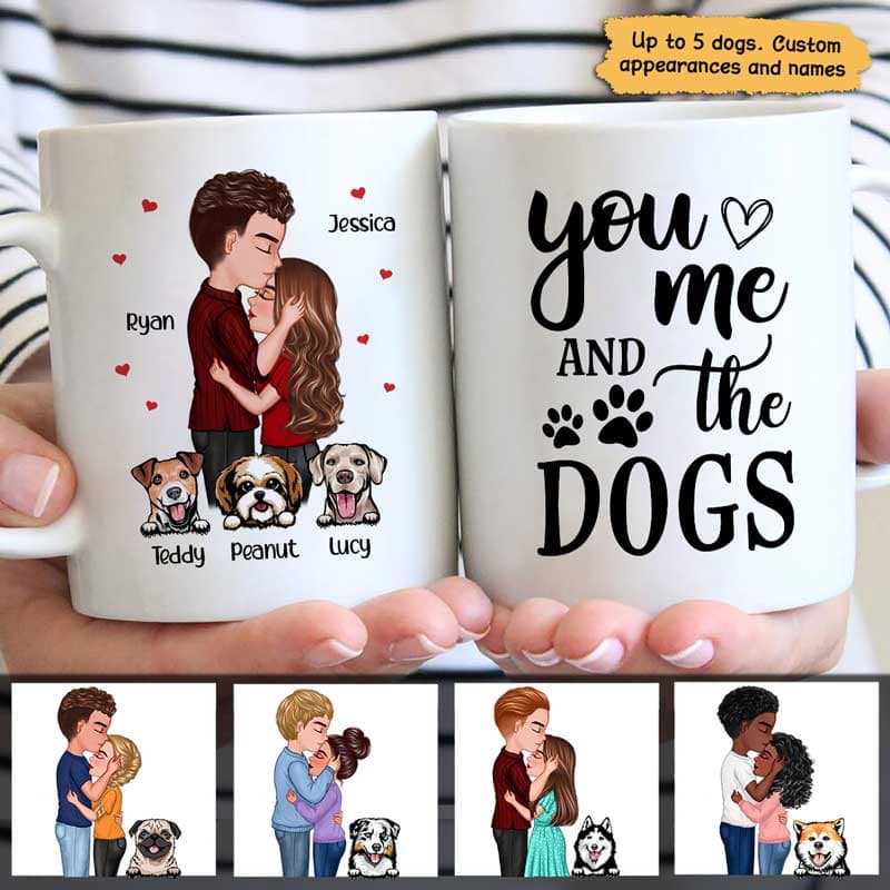 Doll Couple Kissing And Dogs Valentine‘S Day Gift Personalized Mug