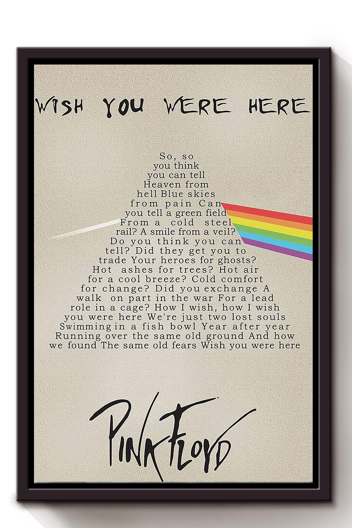 Wish You Were Here Pink Floyd Lyrics Song Wall Art For Home Decor Music Fan 02 Framed Canvas