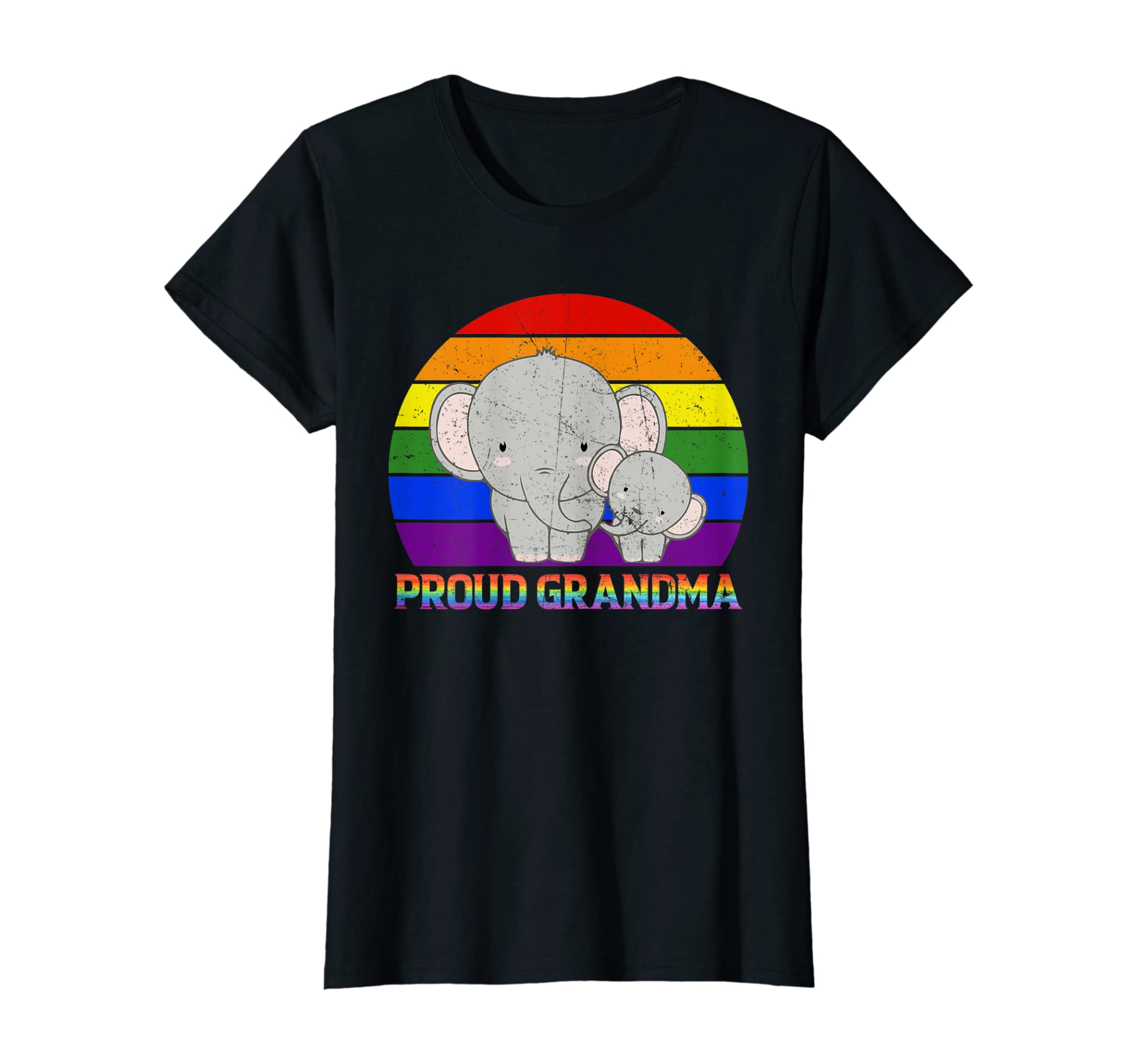 Womens Proud Grandma Elephant Proud Mom Lgbt Gay Pride Tshirt Gifts