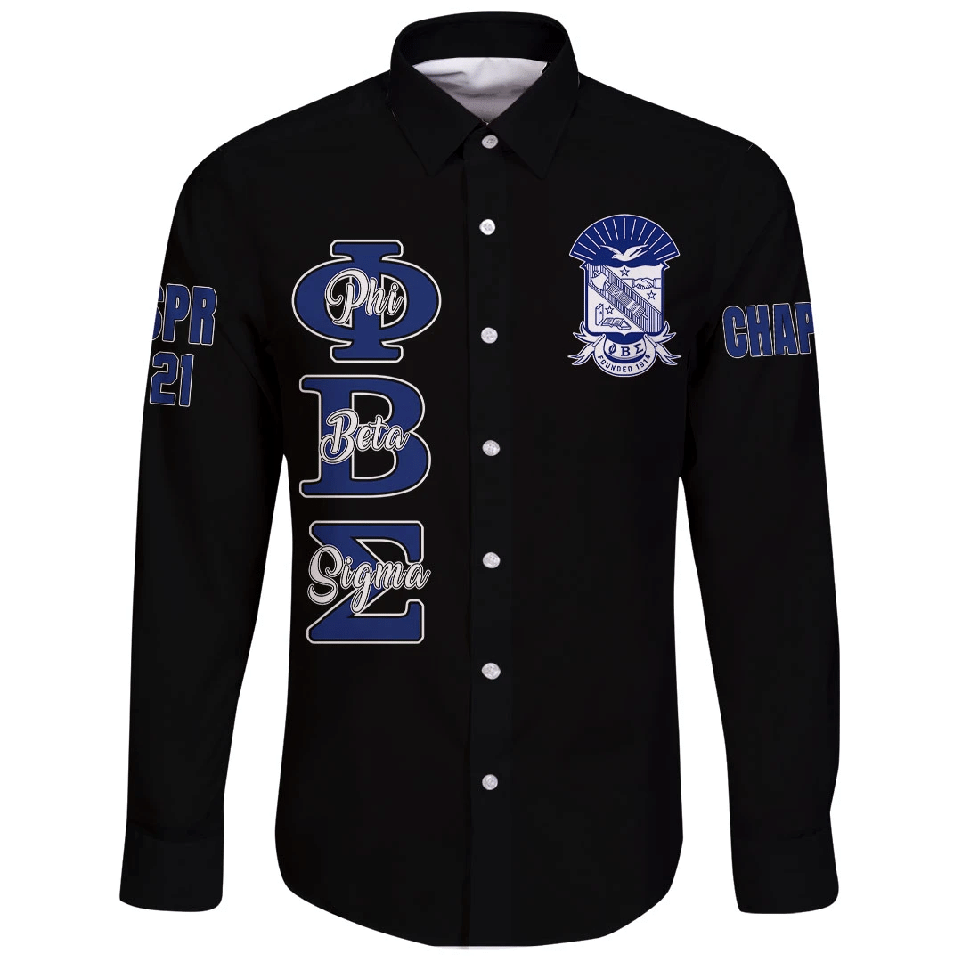 Wonderprint Shirt Personalized Phi Beta Sigma Long Sleeve Button Shirt Lt10