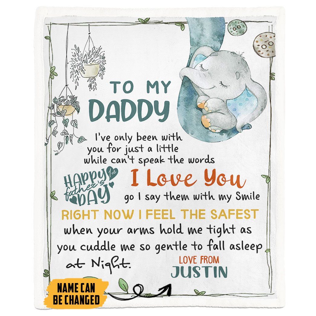 Gearhuman 3D To My Daddy Elephant Fathers Day Gift Custom Name Blanket