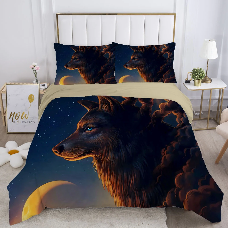 3D Bedding Sets Double/Euro/150/130/90 Duvet Cover Set Blanket/ Cover And Pillowcase Meditating Lion Printed