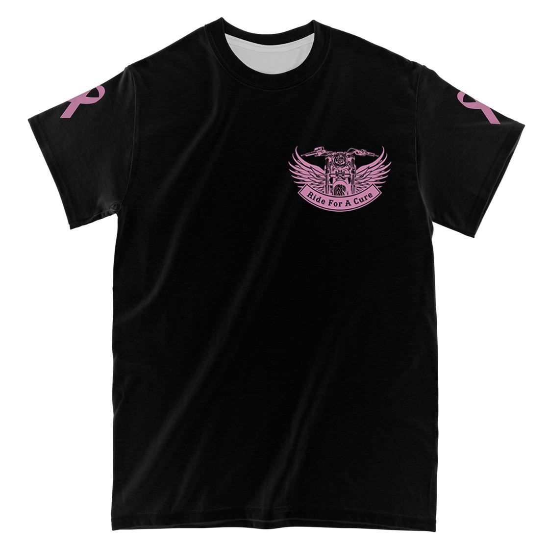 Ride For A Cure Breast Cancer Awareness All Over Print T-Shirt, Supporting Gift For Motorcycle Lovers