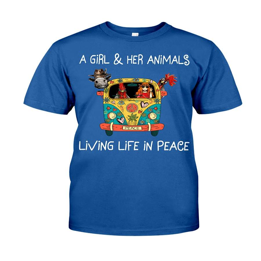 A Girl And Her Animals Living Life In Peace Unisex Shirt For Women/men – T-Shirt