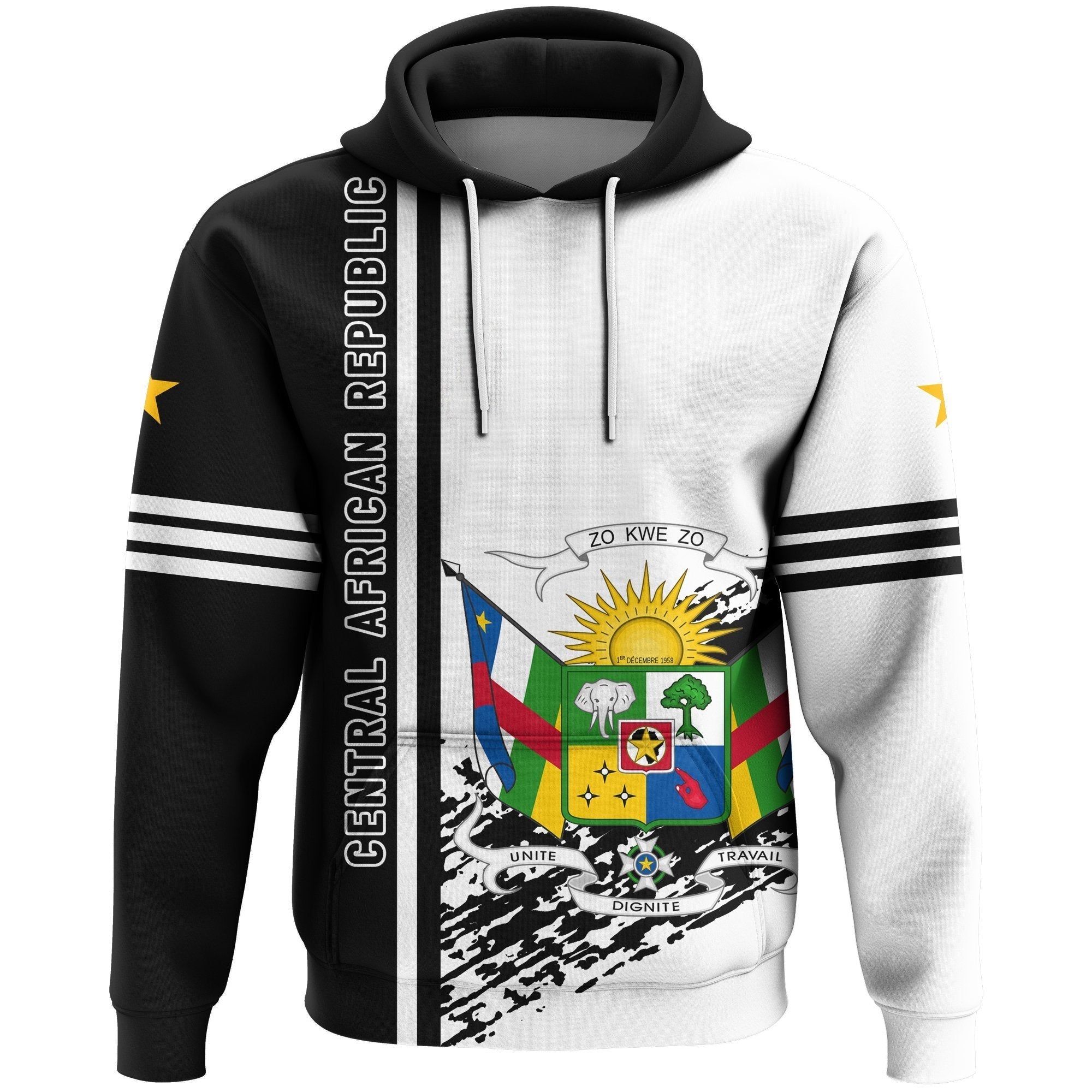 Wonderprint Hoodie – Central African Republic Quarter Style Pullover