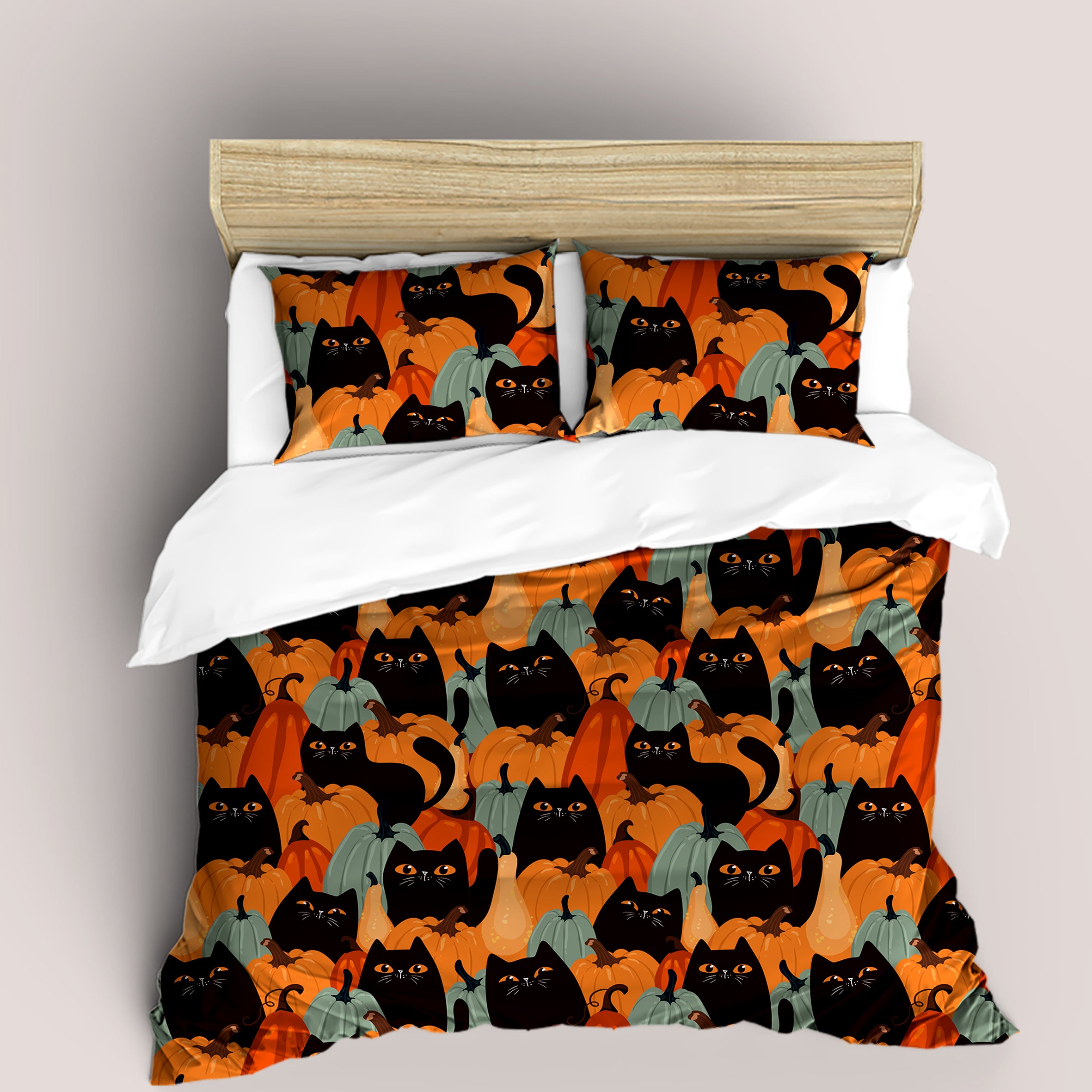 3D Halloween Pumpkin Cat Quilt Cover Set Bedding Set Duvet Cover Pillowcases 100