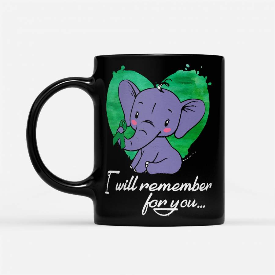 I Will Remember For You Elephant Bipolar Awareness Green Ribbon Warrior – Black Mug