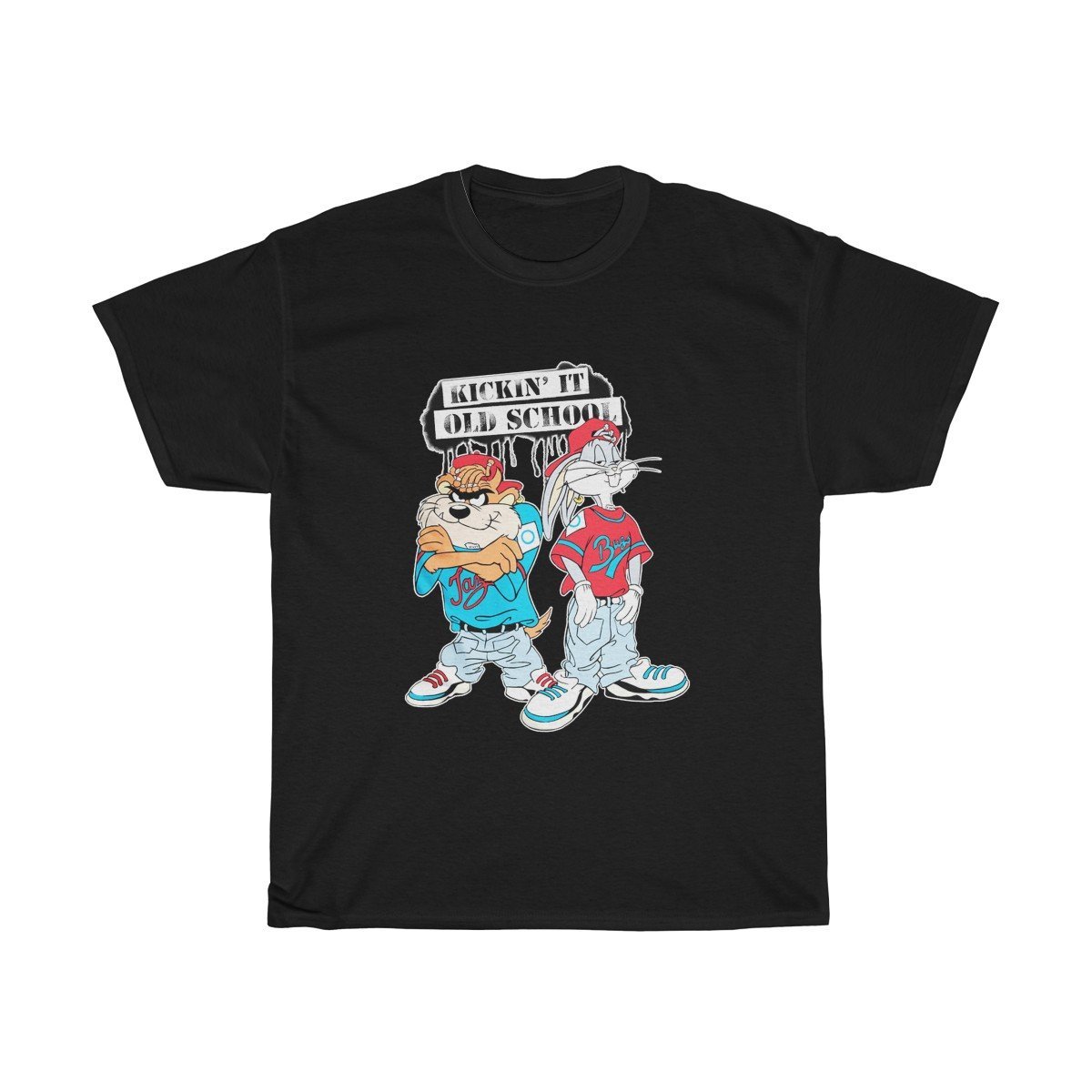 Taz & Bugs Bunny Kickin’ It Old School Looney Tunes Mens T Shirt