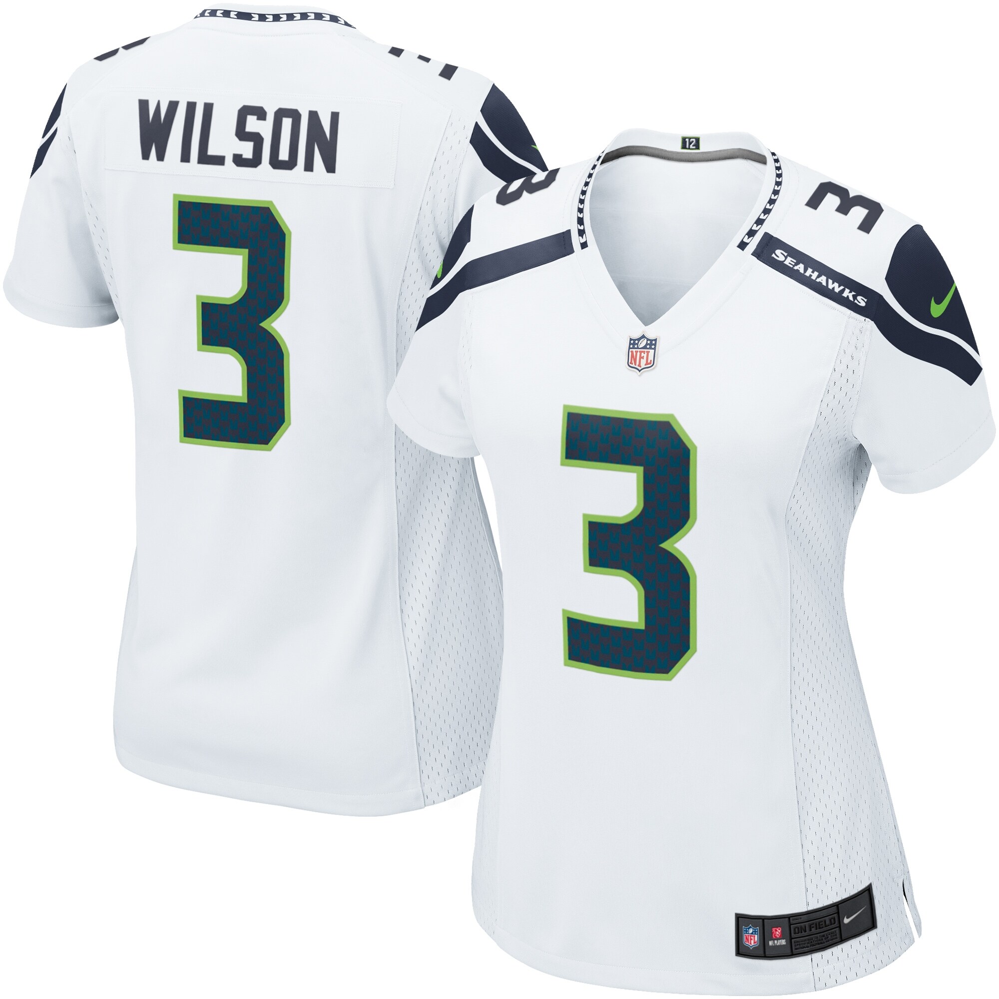 Women’s Seattle Seahawks Russell Wilson White Game Jersey