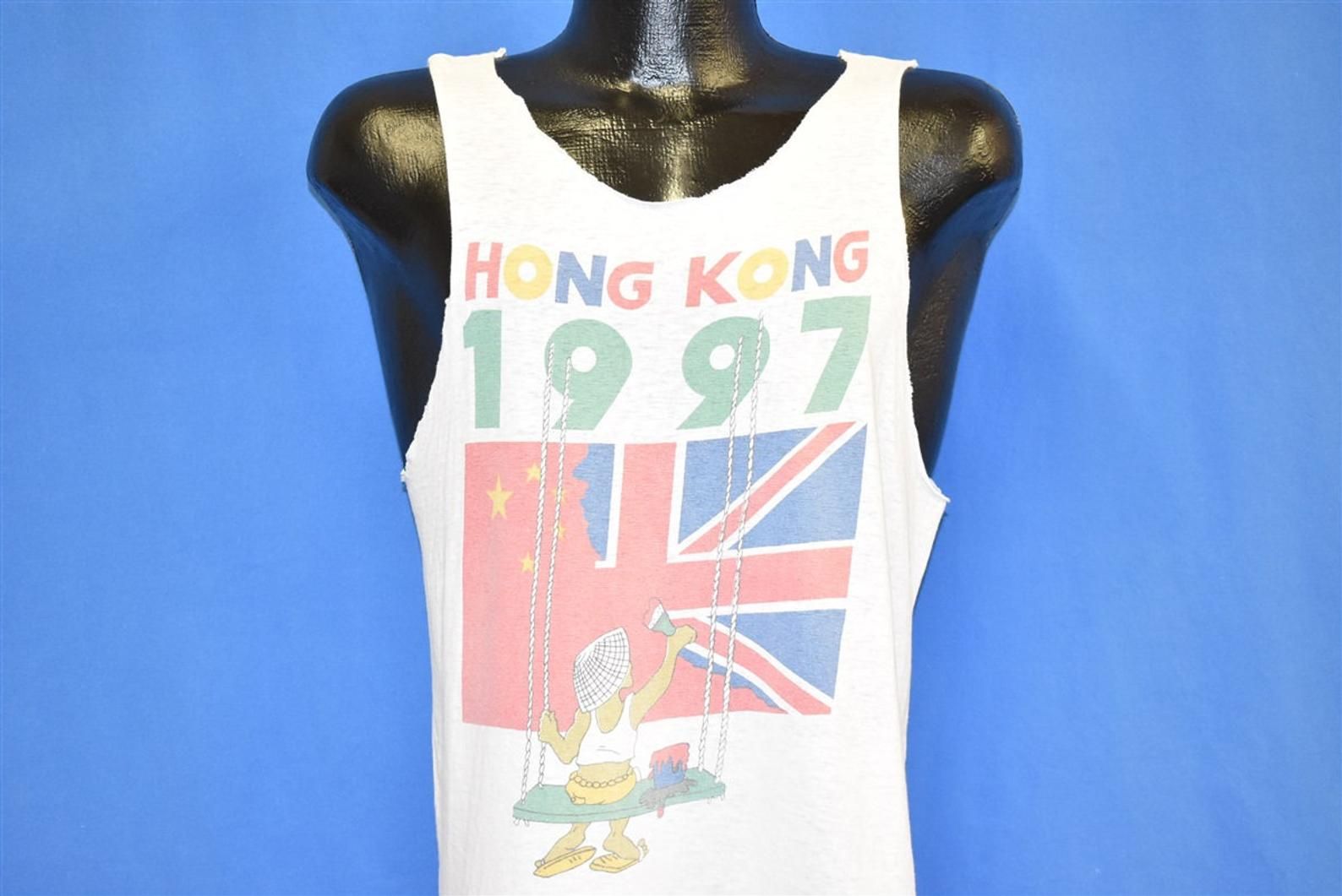 90S Distressed Handover Hong Kong Chinese Flag T-Shirt