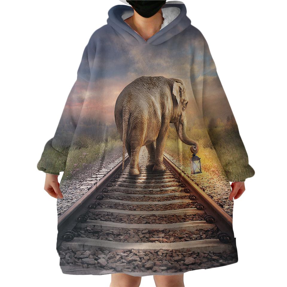 Elephant Trails Swlf1891 Hoodie Wearable Blanket