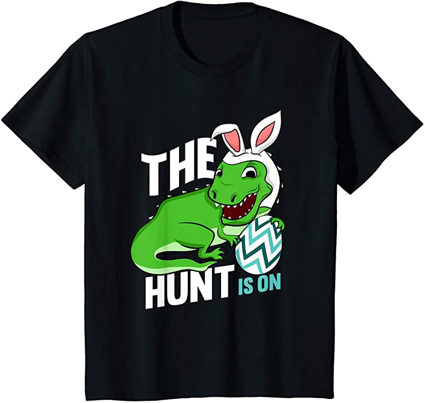 Kids The Hunt Is On T Rex Dinosaur Easter Bunny Toddler Boy T-Shirt