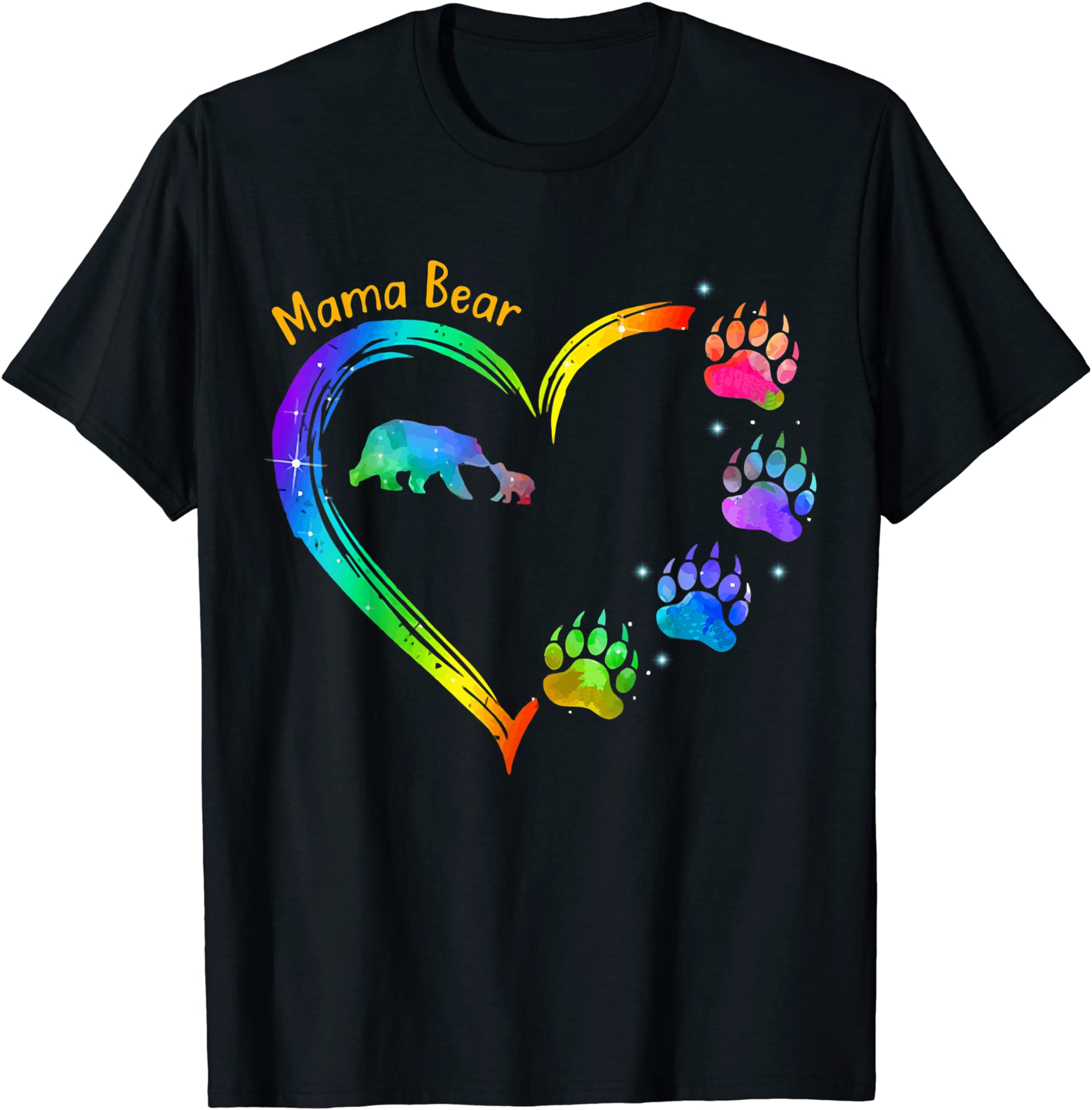 Ma-Ma Bear Heart Bearpaw Rainbow T-Shirt