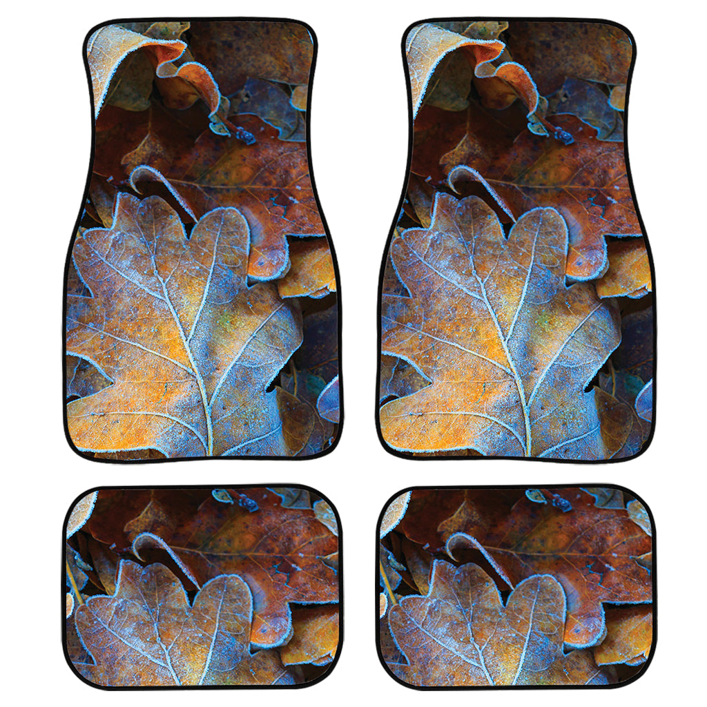 Frozen Oak Leaf Print Front And Back Car Floor Mats, Front Car Mat