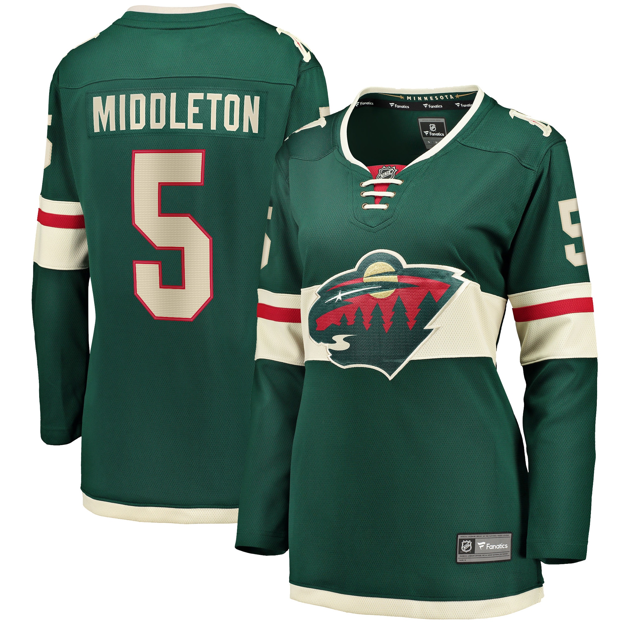 Women's Minnesota Wild Jake Middleton Green Home Breakaway Player Jersey