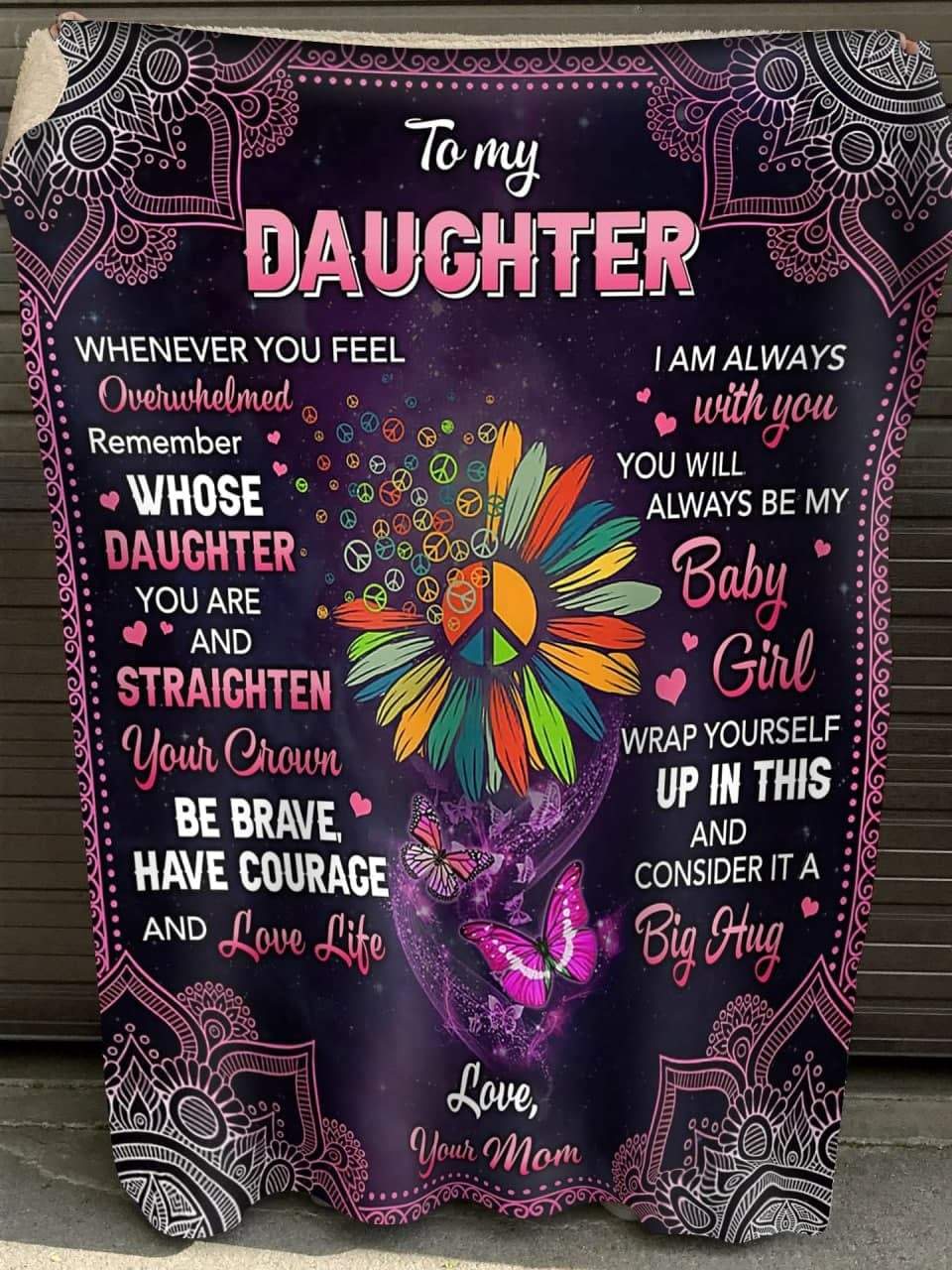 To My Daughter Whenever You Feel Overwhelmed Remember Whose Daughter You Are Fleece Blanket Sherpa Fleece Blanket , Home Decor Bedding Couch Sofa Soft And Comfy Cozy