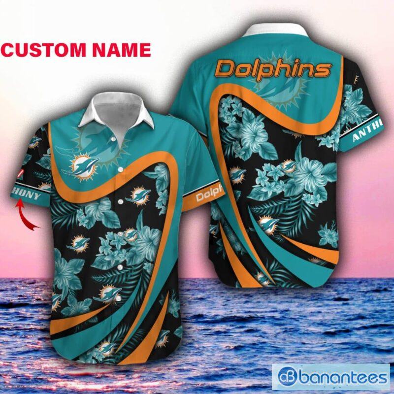 Miami Dolphins Custom Name Nfl Floral Hawaiian Shirt