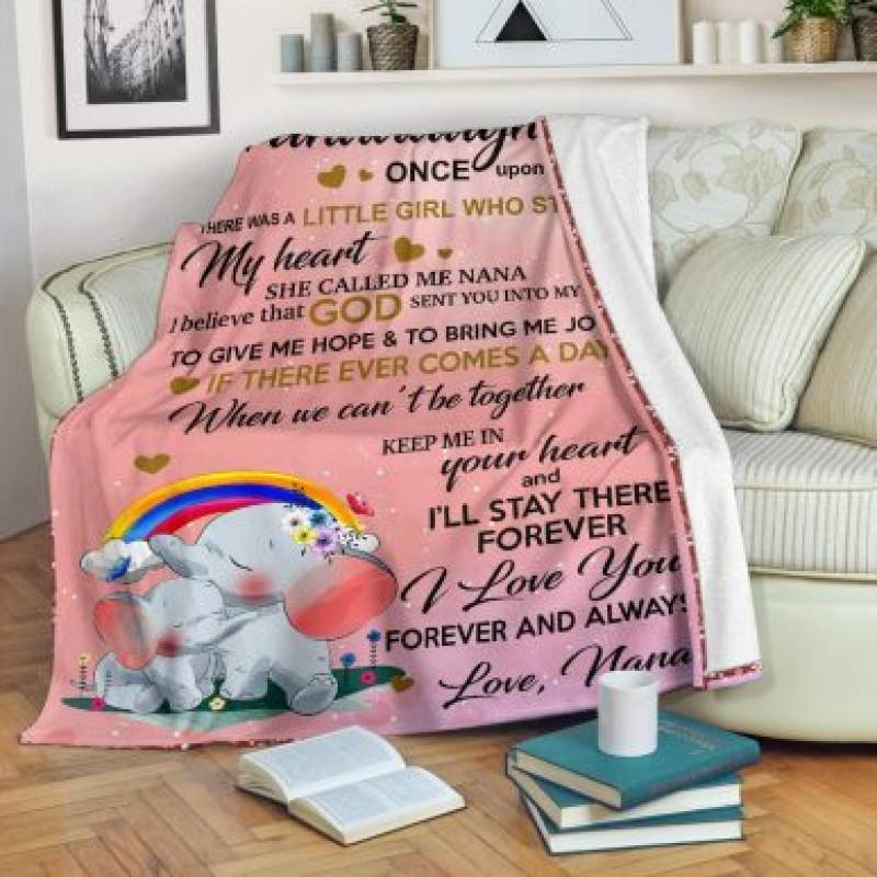 To My Granddaughter Once Upon A Time Premium Blanket Pink Elephant